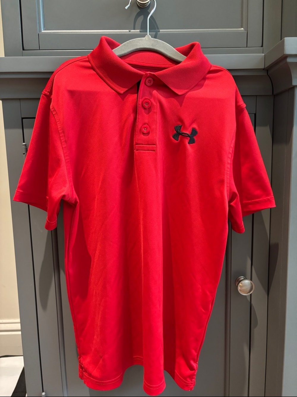 Under Armour Bright Red Boys' Polo with Black Logo